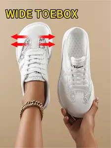 Women's Wide Toe Box Lace Mule Sneakers | Breathable Mesh, Slip-On Backless Casual Shoes for Summer