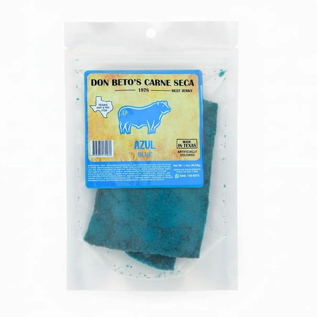 Don Beto's Spicy Blue Carne Seca Beef Jerky, Made in Texas, 1.3 oz