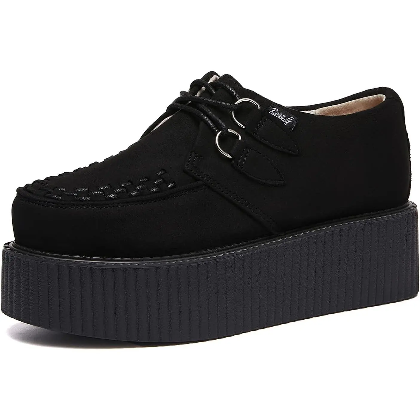 Women'S Handmade Suede Lace up Flat Platform Creepers Shoe