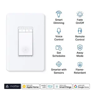 TP-Link Tapo Matter Smart Dimmer Switch: Voice Control w/Siri, Alexa & Google Assistant, UL Certified, Timer & Schedule, Easy Guided Install, Neutral Wire Required, Single Pole, Tapo S505D(2-Pack)