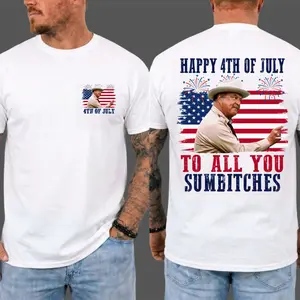 Happy 4th of July To All You Sumbitches T-Shirt, Smokey and The Bandit Movie Tee, Classic Movie T-shirt, Funny Show Fireworks Aparel for Independence Day, MADE IN USA