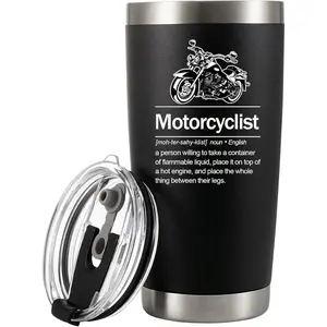 Motorcyclist Definition Tumbler Motorcycle Gifts For Dad Husband Brother Boyfriend Biker Rider Vacuum Insulated Tumbler with Lid and Straw Travel Mug 20 oz Black 20 OZ Stainless Steel Tumbler