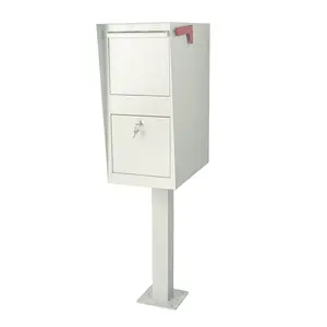 D25-G - Mail Manager Street Safe, Package Master Curbside Locking Security Mailbox, Weekend Away Locking Mailbox with Top Mount In Ground Post, Base Plate Included