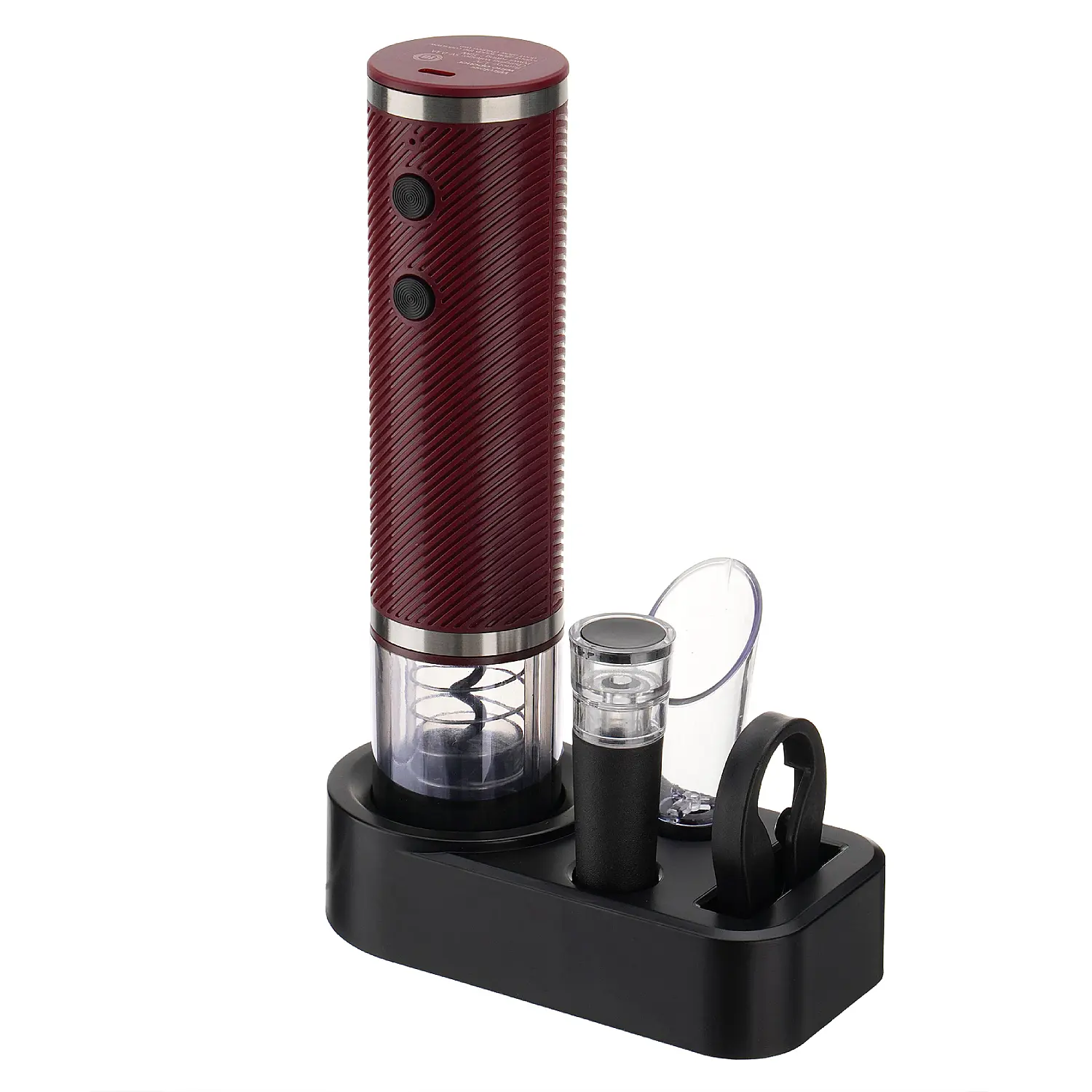 Electric Wine Opener Set - Easy One-Touch Corkscrew with Foil Cutter Aerator Vacuum Stopper Arthritis Friendly for Parties Weddings Seniors Rechargeable Cordless Gift