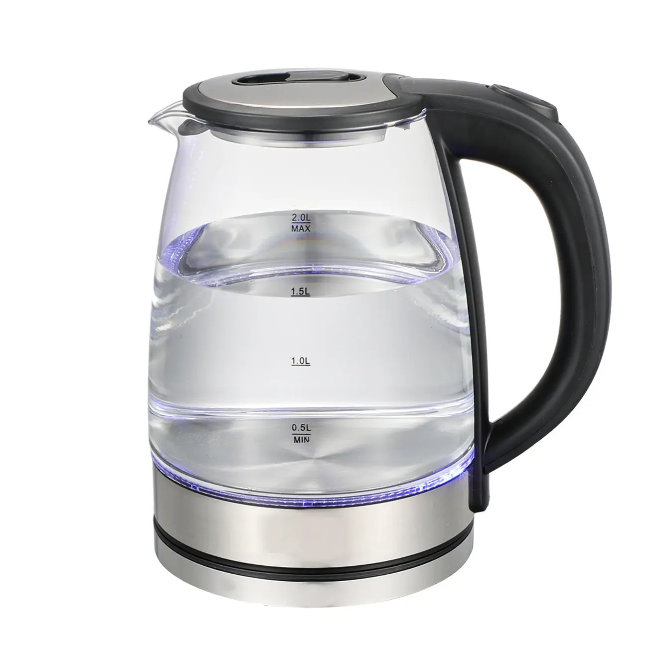 304 Stainless Steel Electric Kettle - 2.0L (2000ml+), 2000W Fast Boil (3-7 Min), Family Use, Blue LED Lights, Auto Shut-Off, Boil-Dry Safe, Overheat Protection, 1-Touch Operation, Easy-Clean Wide Mouth Glass-Steel Thermo Kitchenware Tea & Coffeeware