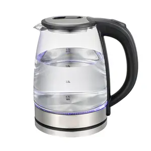Electric Stainless Kettle 2L with LED Light Auto Shut-Off Boil Dry Protection Glass-Steel Thermo Pot 304 Stainless Steel Fast Boil 3-7 Minutes Easy Clean Wide Opening