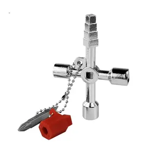 4 in 1 Electric Cabinet Car Lift Cross Key Wrench, Multifunctional Cross Key Wrench, Universal Wrench for Water Meter Valve Key