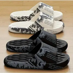 Men's Beach Slippers,  Non-Slip Odor-Resistant Outdoor Beach Street Leisure Wear Flat Shoes Casual Women Black, Men's fashionable large size printed slippers, comfortable and soft EVAindoor and outdoor all-season footwear soft Slide Flipflop Dance Boy