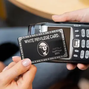 1/4Pcs New Funny White Privilege Debit Card Skin Sticker Decoration Stylish Bus Credit Card Sticker Protection Film Waterproof