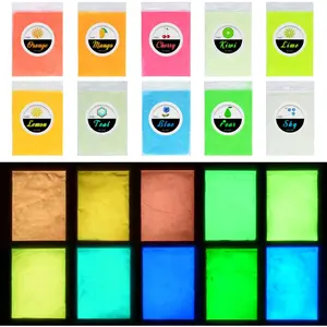 Glow In The Dark Pigment  - Epoxy  Color Pigment Dyes for DIY Slime Coloring Kit - Luminous  Safe Long Lasting Self Glowing for  ,  Art, Painting, Crafts - 0.4oz Each