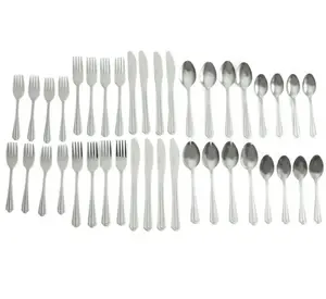 Everyday Taquan 45 Pieces Flatware Set, Tumble Finish