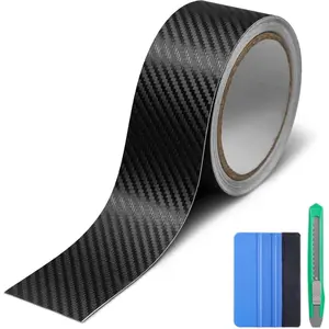 Carbon Fiber Vinyl Tape with Tools Kits, Chrome Delete Vinyl Wrap for Blackout  Door Edge Guard Door Sill Window Trim Protector ( Black, 2in x 30ft)