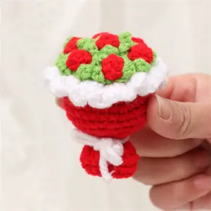 Greatflower Hand-Crocheted Mini Posy Bouquet - Vibrant Contrasting Colors Preserved Flower Decorative Pendant