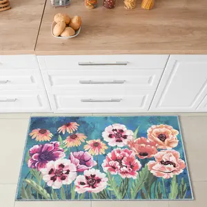 Lush Decor IMPRESSIONS Indoor Printed Polyester Low Profile Mat - Contemporary Graphic Botanical Floral Colorful   (Garden)