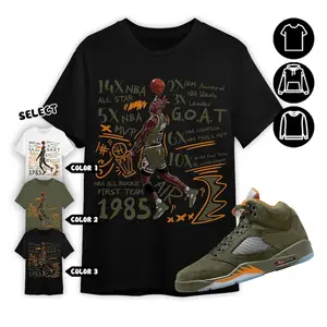 Jordan 5 Olive Unisex Shirt, MJ Accolades Sneaker, Shirt To Match Sneaker Color Military Green, 5s Olive Shirt, Jordan 5 Olive, Olive 5 Outfit Shirt, Olive jordan 5 tee, Olive Orange Tee, Sneaker Tee