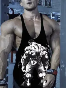 Men's Muscle Fitness Tank Top, Creative Back Design, Sporty Sleeveless Shirt, Loose-Fit Workout Apparel, All-Season Gym Wear