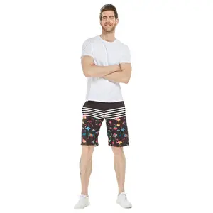 Men Hawaiian Board Shorts in Flamingo Party