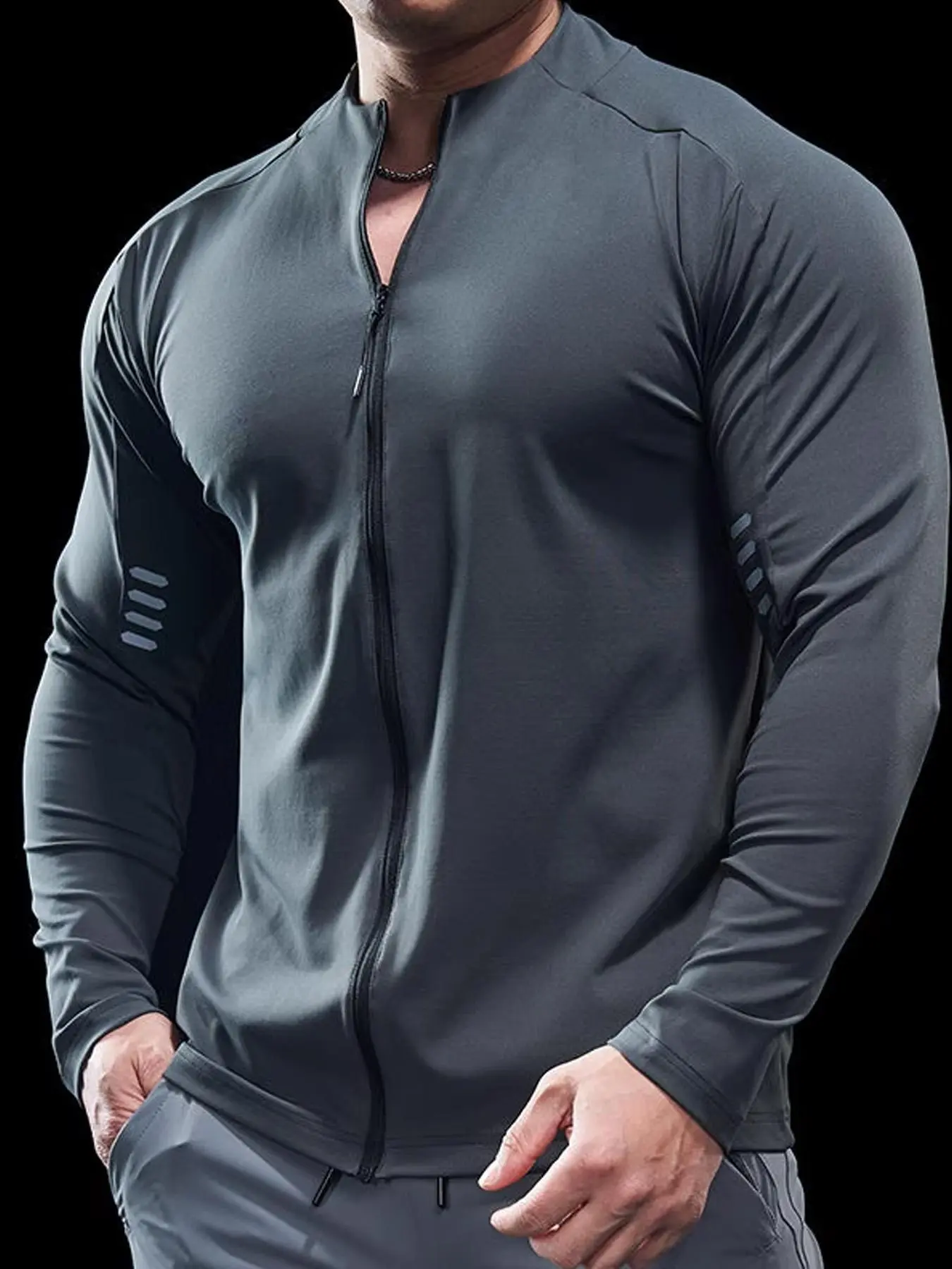 Men's Sporty Zipper Jacket, Athletic Jackets, Full-Zip Design for Easy Wear, Elastic Breathable Fabric, Ideal for Gym & Running, All Seasons, Zip Up Jacket, Sports Jacket, Zippered Jacket