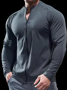 Men's Sporty Zipper Jacket, Athletic Jackets, Full-Zip Design for Easy Wear, Elastic Breathable Fabric, Ideal for Gym & Running, All Seasons, Zip Up Jacket, Sports Jacket