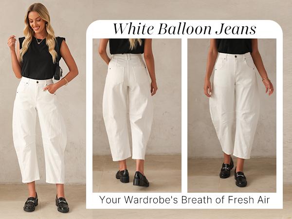 GRAPENT Barrel Jeans for Women Trendy High Waisted Wide Leg Baggy Cropped Relax Fit Stretch Denim Trouser Ankle Pants SpringStatements GRAPENT Barrel Jeans for Women Trendy High Waisted Wide Leg Baggy Cropped Relax Fit Stretch Denim Trouser Ankle Pants SpringStatements