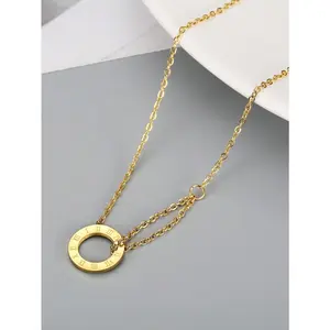 Fashionable Geometric Ring Necklace, Women's Stainless Steel Collarbone Chain, Minimalist Design, Daily Casual Jewelry in The Workplace, A Must-have for Showcasing White and Temperament