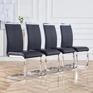 MUUOKY Modern Dining Chairs Featuring Faux Leather Upholstery, Comfort Padded Seat, High Back & Chrome Metal Legs-weekly picks