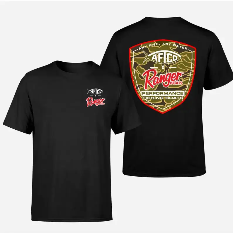 Ranger Boats Performance Fishing Tee, AFCO Camo Graphic Shirt, Soft Cotton Blend, Outdoor Lifestyle Apparel, Fishing Enthusiast Gift
