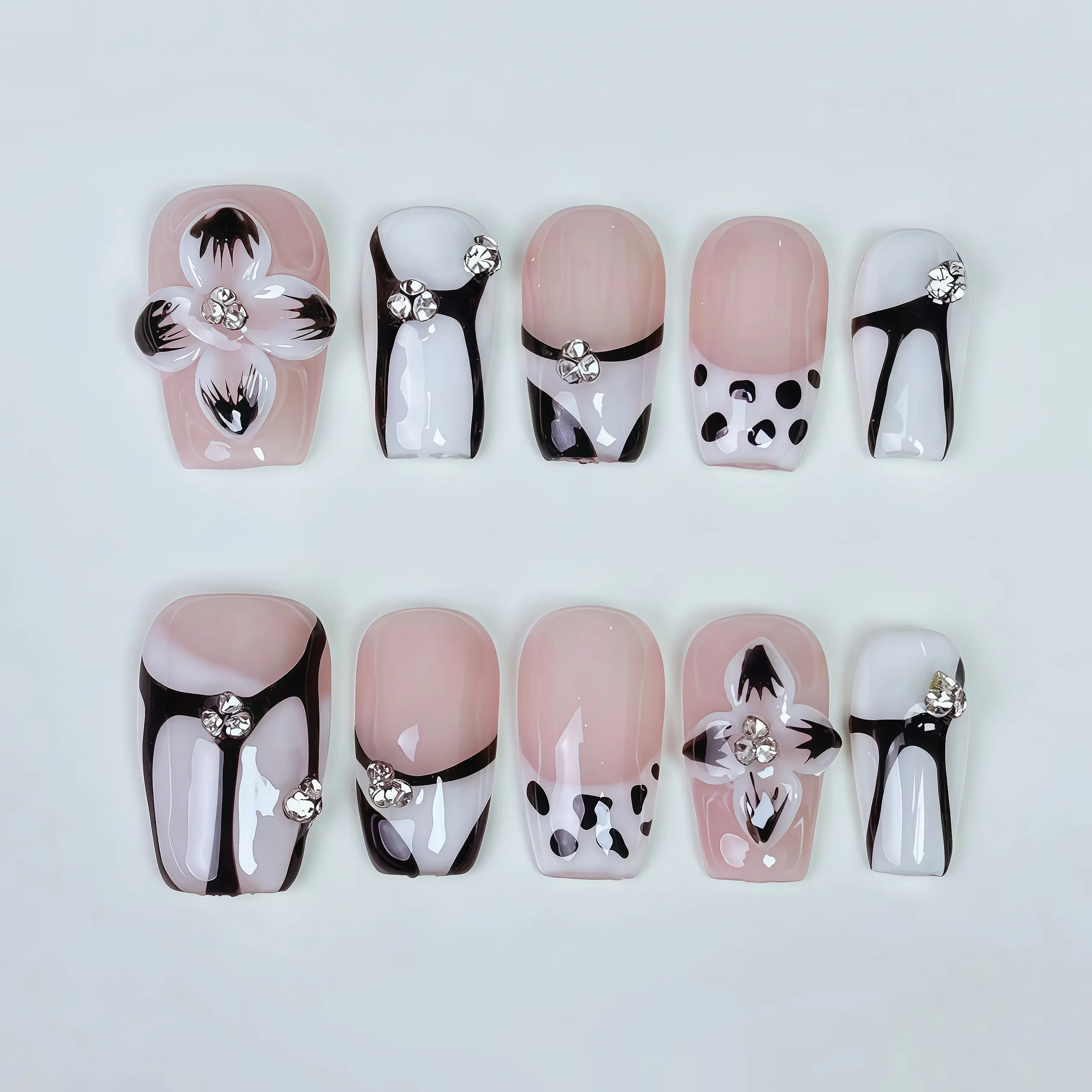 JC Hand-Worn Nail Art Armor - New Style, Pure Hand-Painted, Bright Color, Detachable, Easy Apply, Protects Nails, Summer-Suitable, Flower Nails, Single Item