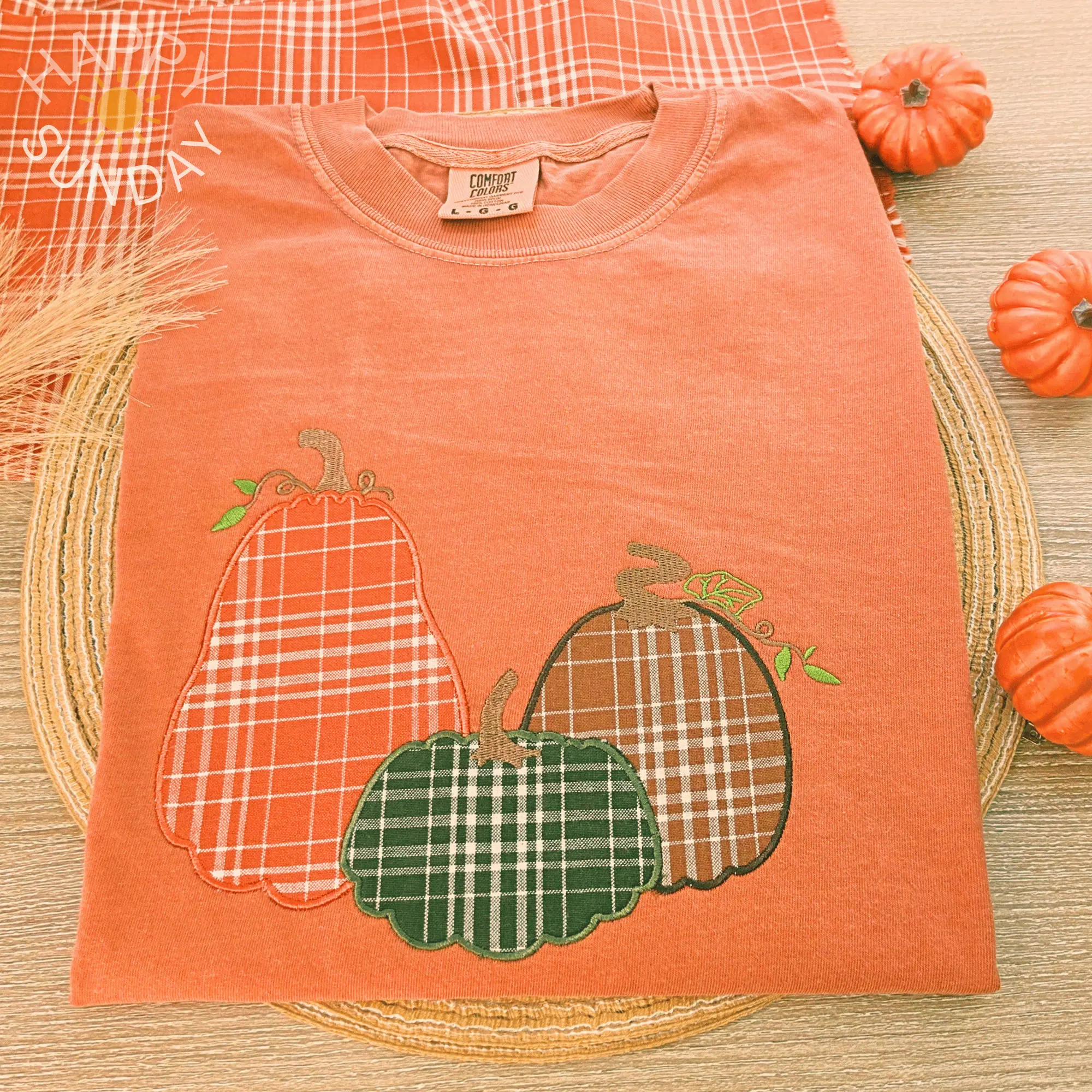 Pumpkin Trio applique  Embroidered Comfort colors Shirt, Fall Pumpkin Tee, Pumpkin Halloween Shirt , Pumpkin Applique