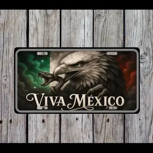 Viva México Eagle Patriotic 12x6 Aluminum License Plate