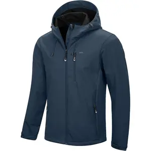Men's Softshell Jacket with Hood Waterproof Windbreaker Lightweight Rain Shell Jacket for Outdoor Hiking Travel