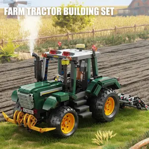 Farm Tractor Model Building Blocks, Large Farm Tractor Model Assembly Building Blocks Kit, Desktop Ornament, Birthday Gift