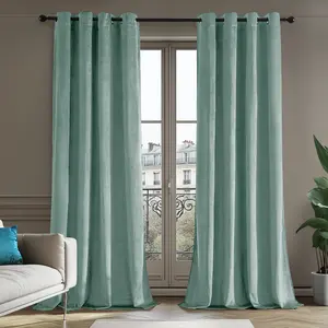 Deconovo Velvet Curtain (2 Panels) with 4 Hanging Options, Elegant Drapes for Living Room and Bedroom Decor, Room Darkening Design