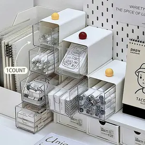 Desktop Storage Box Drawer Type Transparent Desk Organizer, Office Supplies Holder, Cosmetic Display Rack, Office Organization Box, Work Organizer, Office Stationery Supplies