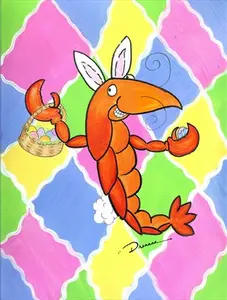 212 MAIN Polyester Double-Sided 11x15 in. Crawfish Easter Bunny Garden Flag, Easter Theme Outdoor Decor for Boating & Water Sports Enthusiasts