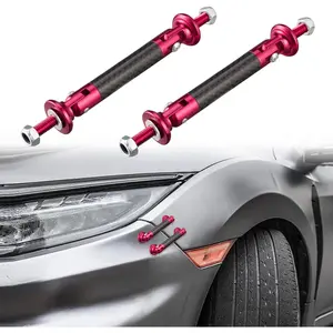 2 count 45mm  Adjustable Front/Rear Bumper Lip Splitter Support Strut Rod Carbon Fiber Red Universal Auto Bumper Fasteners Lever (Carbon Fiber Red)