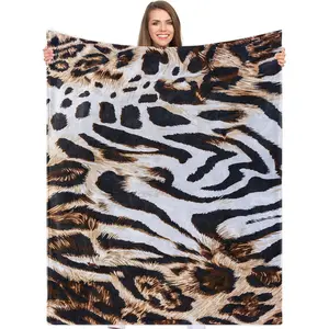Tiger Print Flannel Blanket, Soft Bedroom Sofa Cover, Multi-Purpose Bed Couch Chair Living Room Decor, Unique Gift for All