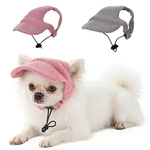 Pet Baseball Cap for Dogs and Cats, Adjustable Drawstring, Ear-Exposed Design, Sun Protection, Small Dog Accessory, Multiple Colors Available