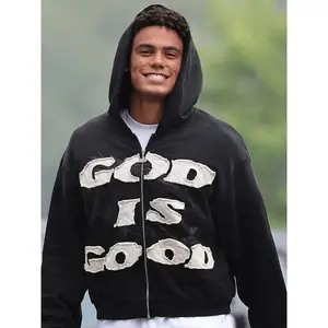 Zip Up Hoodie for Women and Men God Is Good Graphic Sweatshirt Religious Faith Christian Streetwear Hooded Jacket Casual Fall Winter Long Sleeve Top Oversized Hip Hop Style Full Zip Hooded Coat For Teens