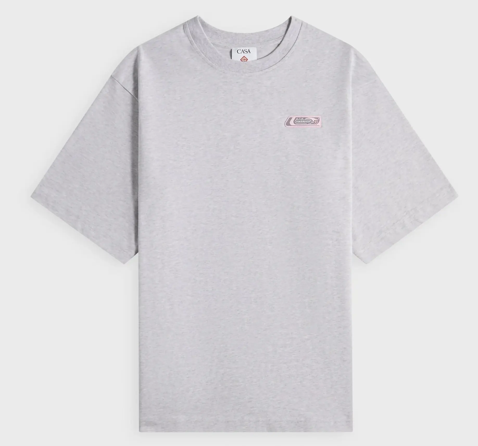 Casablanca PVC Patch Grey Marle Jersey T-Shirt Size XXL