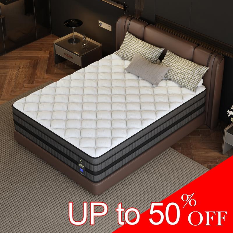 LayRoad 12/14 Inch Twin Full Queen King , Hybrid Memory Foam Mattress in a Box | Pocket Spring + Zoned Support | Soft and Comfortable, Pressure Relief, Medium Firmness, CertiPUR-US Certified(mattresses | queen size mattress | full size mattress)