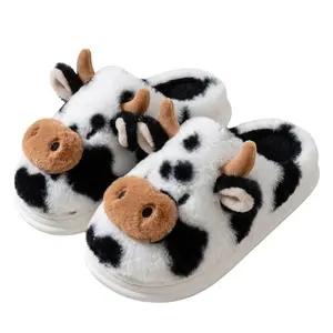 Women's Cotton Slippers Cozy & Warm Closed Toe Non Slip Shoes,Winter Indoor Bedroom Slippers Cute Cartoon Furry Cotton Slippers