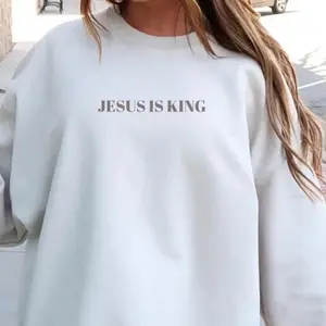 Jesus Is King Sweatshirt, Minimalist Christian Sweater, Faith-Based Crewneck, Simple Jesus Sweater for Women, Christian Apparel Gift