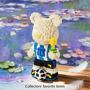 Football Champion Bear 3D Puzzle Building Blocks Decoration, Bookshelf Home Office Cabinet Decor, Party Living Room TV Stand Display