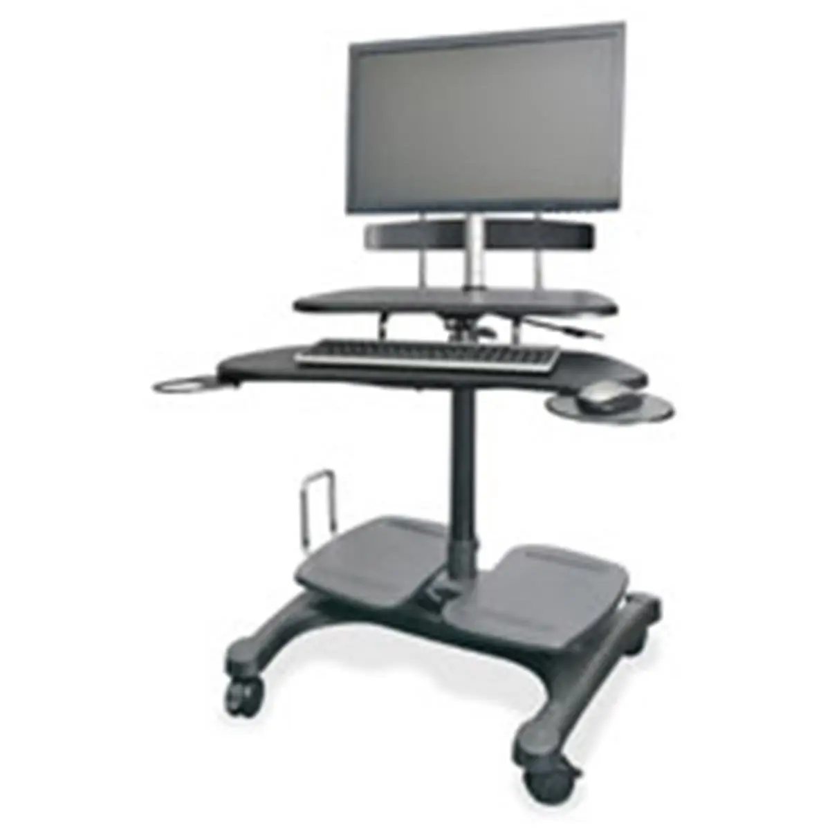 Kantek Ergonomic Adjustable Sit-Stand Mobile Workstation - Pneumatic Lift Standing Desk, Cable Management System, LCD Mount, Quick Seated-to-Standing Switch, Space-Saving Computer Height Adjustment for Home Office
