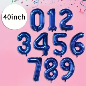 10Pcs/Set 40Inch Navy Blue Number Balloon for Birthday Wedding Baby Shower Party Decoration - Large Size Elegant Design Easy to Display Festive Atmosphere