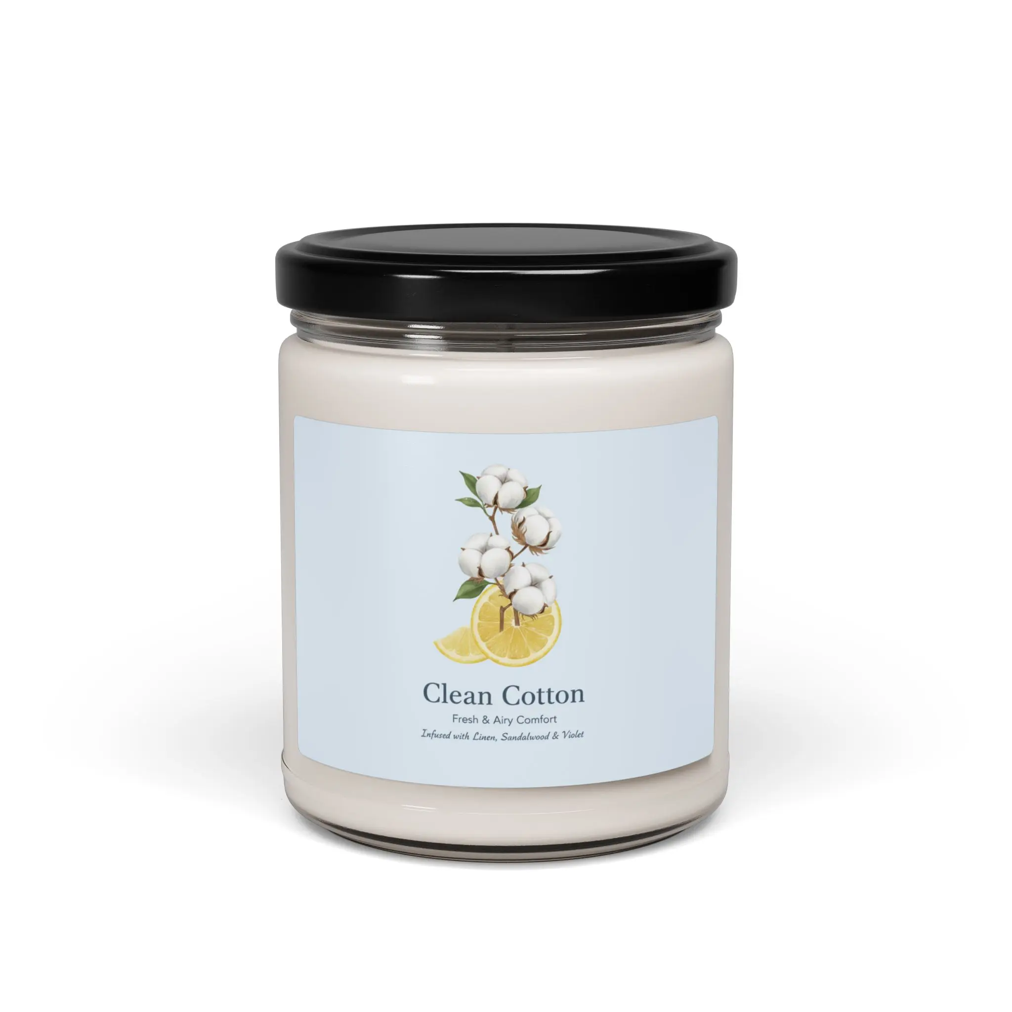 Clean Cotton Soy Candle | 9oz Scented Candle, Fresh Cotton Floral