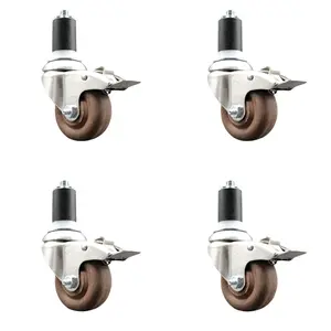 Service Caster SCC-SS316TTLEX20S314-GFNSHT-112-4 High Temperature Glass Filled Nylon Swivel Stem Caster with 3 in. Caster Wheel - 316 Stainless Steel Caster - Set of 4