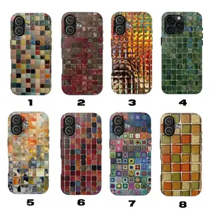 Colored Agate Square, Green Toned Glass Mosaic Tiles (printed) Tough Phone Case, Coloured Mosaic