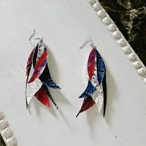 Handmade 6 Layer Patriotic Earrings